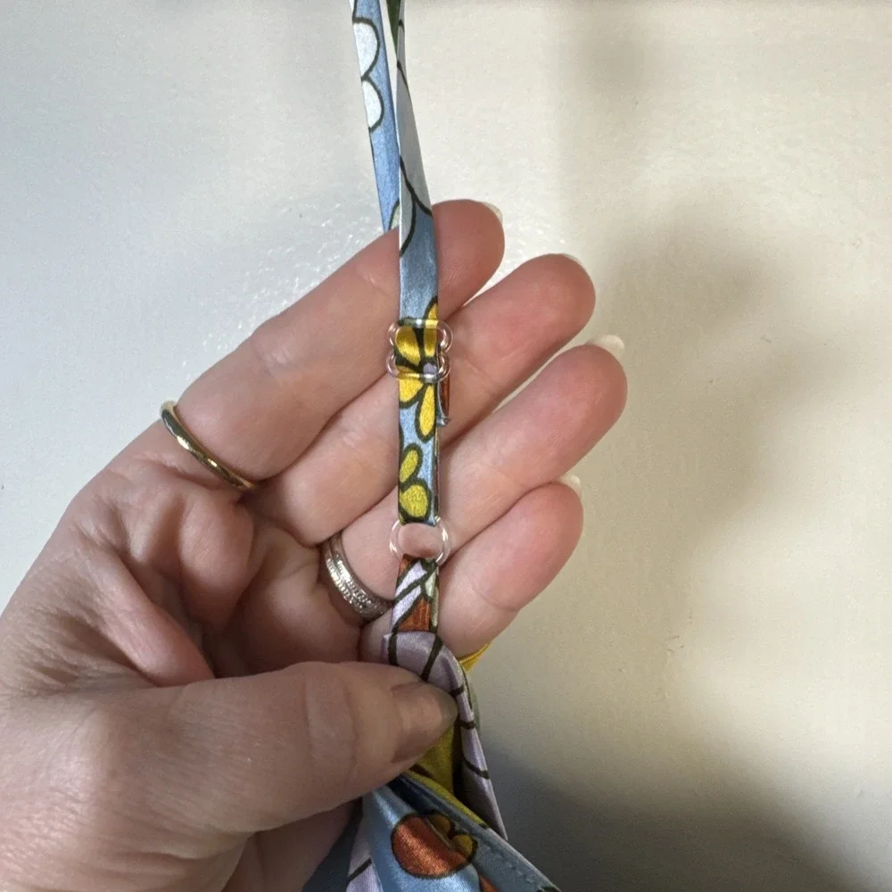 Emma and Michelle Floral Blue Slip Midi Dress Sexy Y2K Phoebe Friends Sz L Retro - Picture 5 of 9